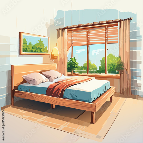 Ruhiges Japandi Schlafzimmer mit natürlichen Materialien