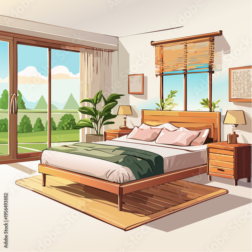 Ruhiges Japandi Schlafzimmer mit natürlichen Materialien