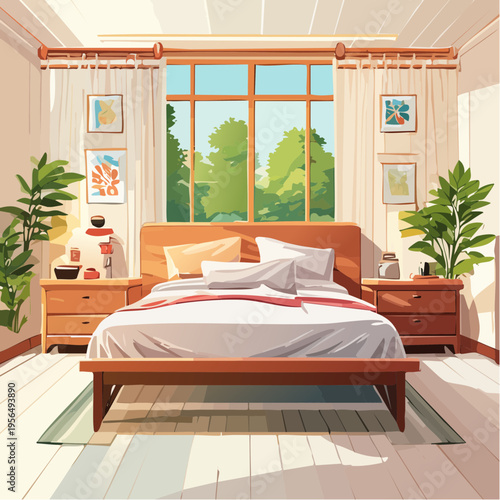 Ruhiges Japandi Schlafzimmer mit natürlichen Materialien