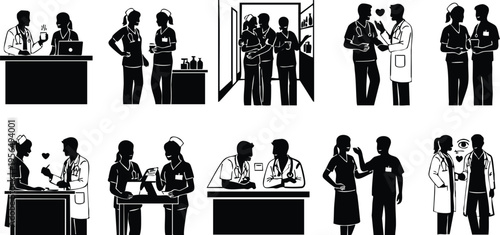 Creative Title: Strategic Clinical Collaboration and Vital Medical Team Consultation Silhouettes
