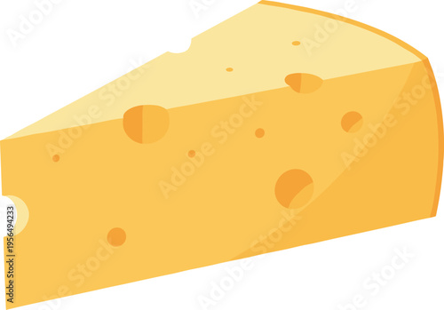 Cheese Slice Vector Illustration with Swiss Style Holes and Yellow Dairy Product Isolated on White Background for Food Cooking and Kitchen Design