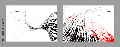 Black and red ink strokes on a white background. Unusual background design. EPS vector.