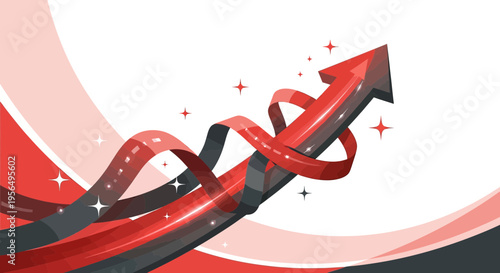 Uplifting trajectory vector illustration representing business growth and development success