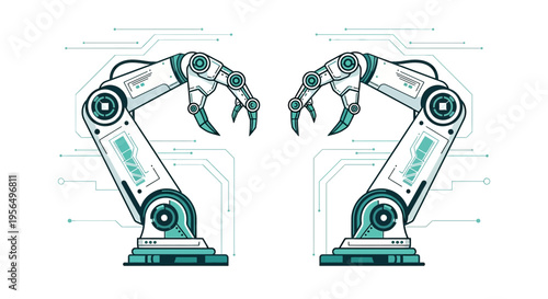 Symmetrical industrial robotic arms for assembly line applications automation processes