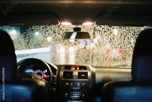 Thriller investigation in a rainy cityscape night drive urban setting