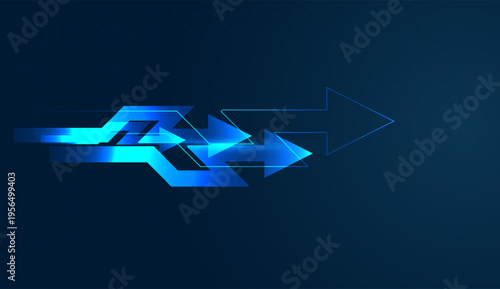 dynamic upward arrow illustrates rapid development in technology influencing Finance and Business performance concepts, Multiple arrow paths moving upward