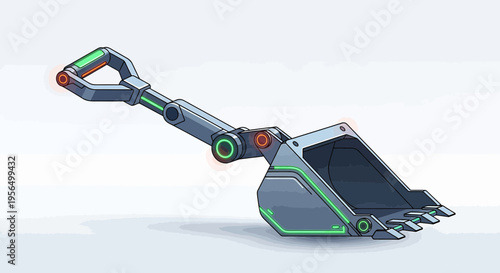 Stylized robotic shovel with illuminated trim for excavation or construction operations