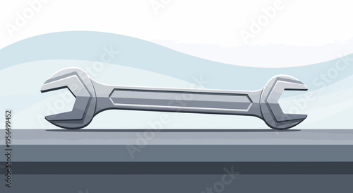 Stylized spanner resting horizontally showcasing precision and maintenance skills in the