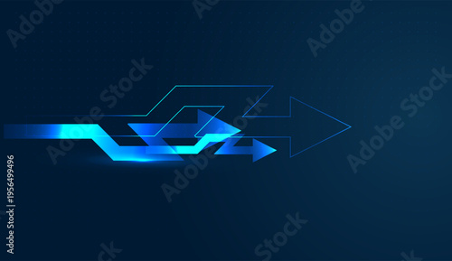 Layered arrow shapes rising upward highlight innovation in technology within Finance and Business sectors. and with Layered arrow shapes rising upward highlight innovation
