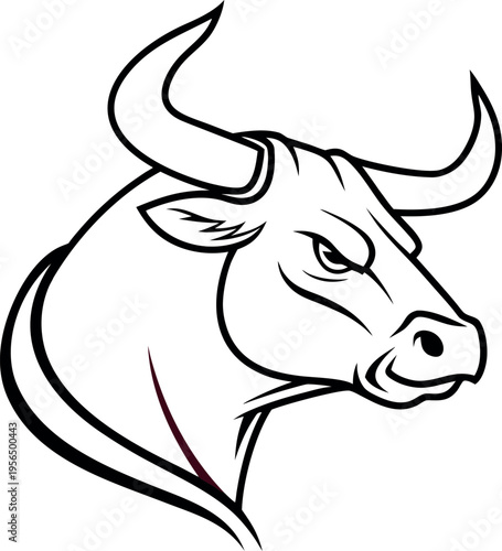 Strong angular bull head line art illustration