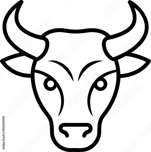 Bold stylized bull head line art illustration