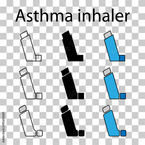 Set of Asthma inhaler design icon, medicine health care sign, vector illustration .