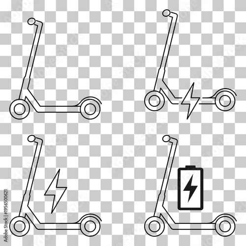 Set of Electric scooter icon, flat eco friendly transport, vehicle vector illustration .