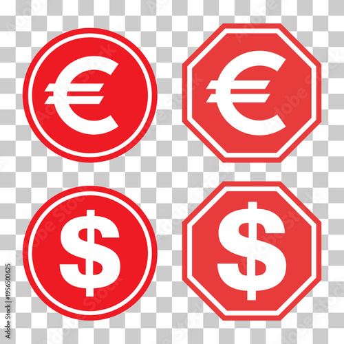 Set of dollar euro money symbol, business cash icon, save bank sign, vector illustratio .