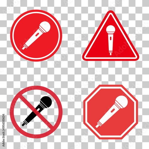 Set of Microphone icon, audio speech symbol, record concert sign, web button design .