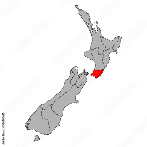 Wellington of New zealand map shape, travel web flat concept icon vector illustration .