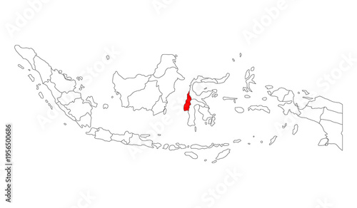 Indonesia detailed West Sulawesi map shape, Flat web graphic concept icon symbol vector illustration .
