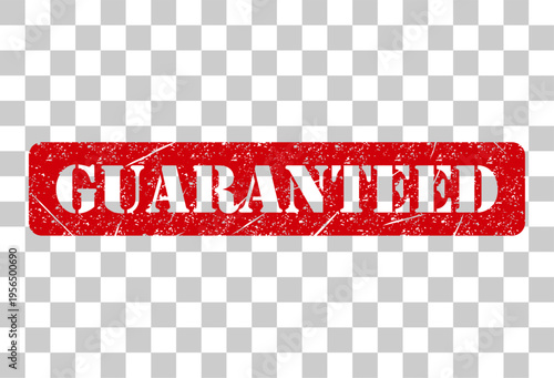 Guaranteed stamp symbol, label sticker sign button, text banner vector illustration .