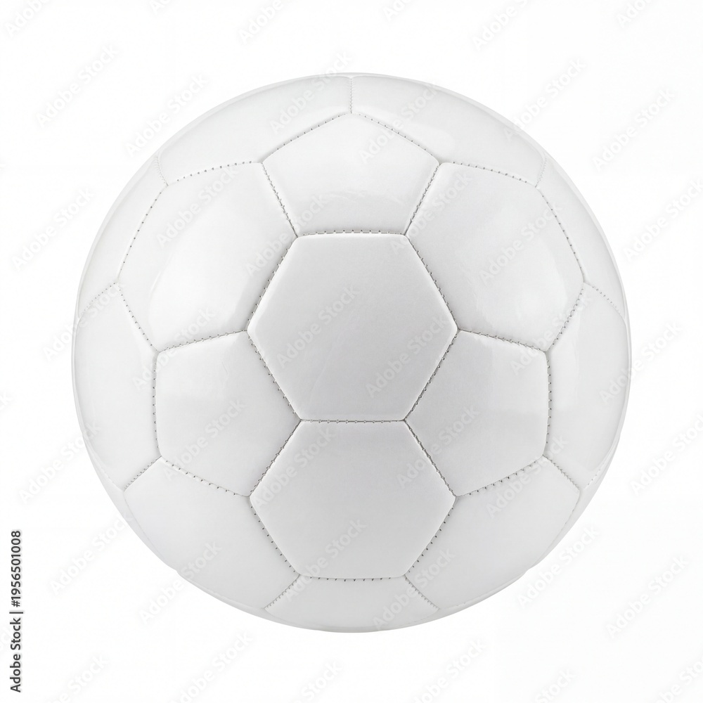 Fototapeta premium A classic white soccer ball featuring a traditional hexagonal and pentagonal panel design structure