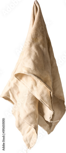 Obraz na plátně used off-white cotton rag isolated white background, coarse fabric material with