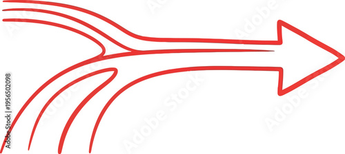 A red arrow points rightward on a white background in a graphic illustration.
