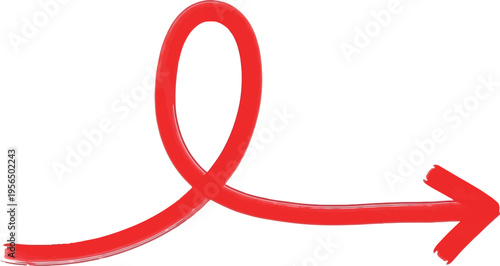 A red arrow moves forward in a curved motion on a white background.