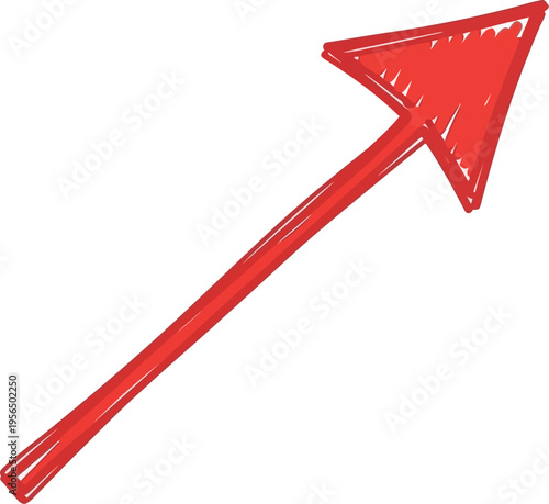 A red arrow points upwards on a white background.