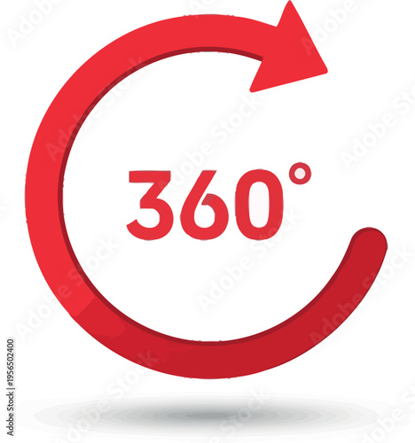 A red 360 degree arrow icon spins clockwise on a white background.