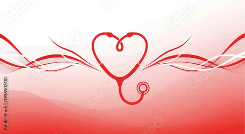 Stethoscope forming heart shape with elegant abstract background vector design