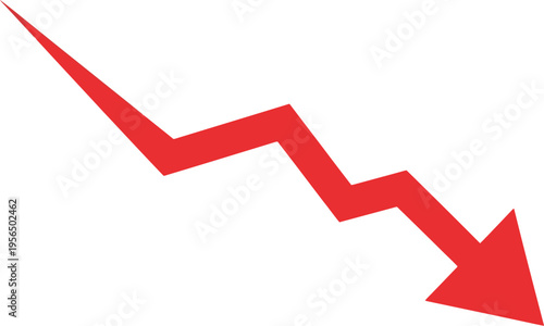 A red arrow illustrates a downward trend on a white background with arrow.