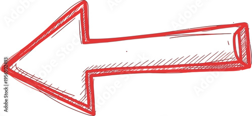 A large red arrow points left on a white background with illustration style.