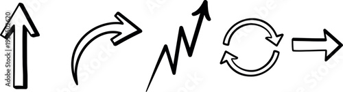 The image shows various arrows pointing up, down, and sideways in a graphic design.