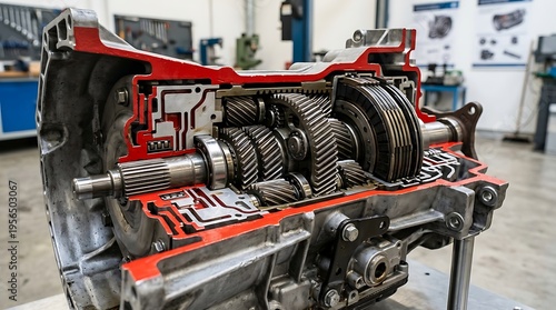 Cross Section Cutaway of Automotive Automatic Transmission Gearbox