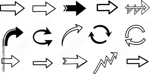 Various arrows pointing directions on white background with arrow icons.