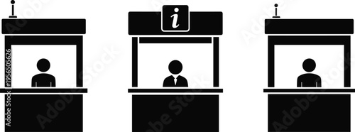 Information desk icon reception counter service help support office kiosk customer assistance vector illustration isolated business concept