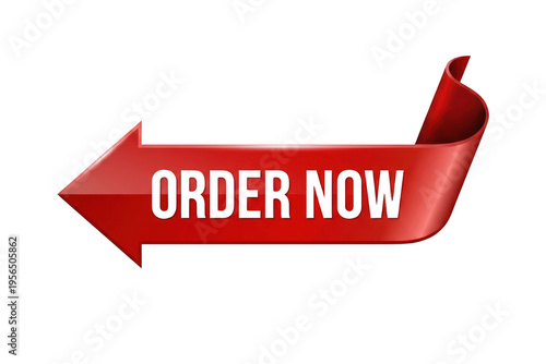 Shiny Red Curled Arrow with Order Now Message