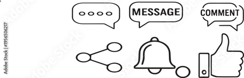 Vector illustration set of makeup brushes and manicure tools with speech bubble style icons for communication design.