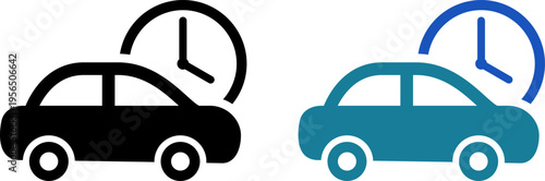 車と時計のスピードサービスアイコン｜時間指定・迅速対応・即日対応（Fast Car Service with Clock Icon – Time Management Concept）
