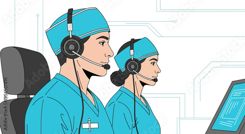 Remote healthcare providers assisting virtually with digital technology platform integration