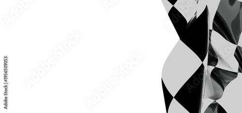 Abstract racing flag on whi...