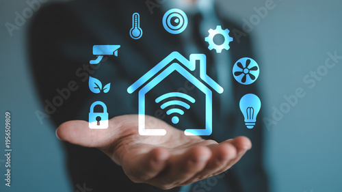 Smart Home Technology Concept With Wireless Control Security And Automation