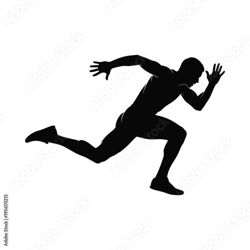 Silhouette of a runner in mid-stride, capturing motion and athleticism in a dynamic pose