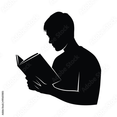 Silhouette of a person engrossed in reading a book, highlighting the joy of literature and learning.