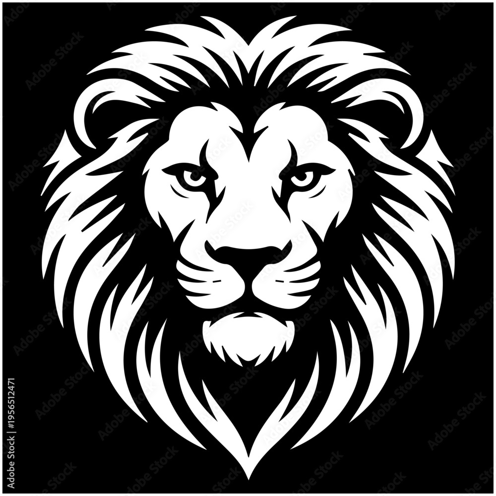 Fototapeta premium Luxury Lion Head Logo – King Animal Mascot Black White Vector