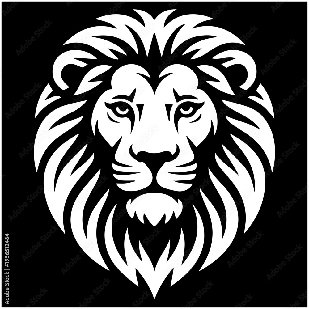 Fototapeta premium Luxury Lion Head Logo – King Animal Mascot Black White Vector