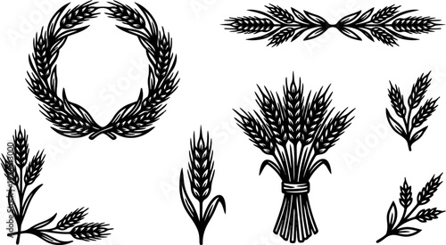 Laurel wreath and wheat bundle vector