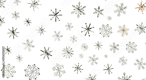 Watercolor snowflakes on wh...