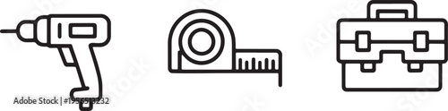 Construction tools, toolbox, drill, measuring tape, DIY, repair, building, renovation, handyman, home improvement