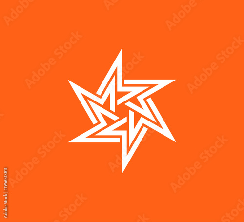 Sharp angular star constructed from overlapping strokes that subtly form a letter “M”. Dynamic and energetic with strong motion cues, ideal for gaming, sports, creative, or youth-driven brands.