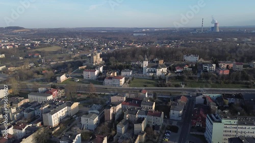 Będzin old city in Silesia, drone aerial view